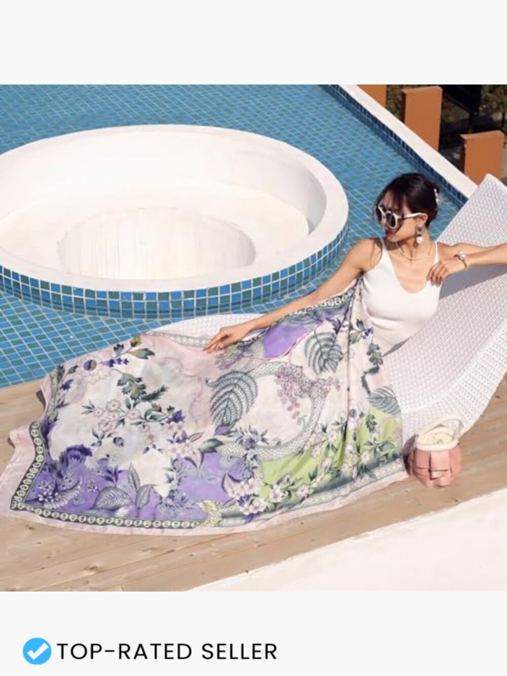 Extra Large Mulberry Silk Pashmina Shawl Oversized Floral Wrap for Evening - Picture 3 of 7